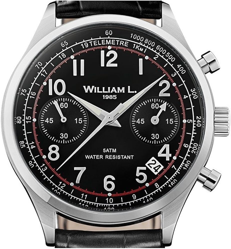 【monster 】William Walles ナイロン✖️leather William L. 1985 WLAC01NRCN Men's Chronographs Black Dial Black